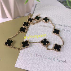 VAN CLEEF & ARPEL ALHAMBRA NECKLACE ONYX 10 MOTIFS