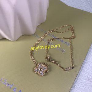 VAN CLEEF & ARPEL VCA VINTAGE 18CT GOLD ALHAMBRA PENDANT NECKLACE DIAMOND