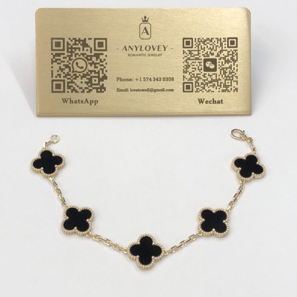 VCA vintage alhambra bracelet 5 motif onyx