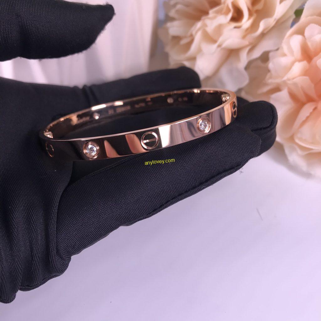 CARTIER 18CT ROSE GOLD LOVE BANGLE 4 DIAMONDS