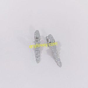 Bvlgari 18ct White Gold Serpenti Viper Earrings Full Paved Diamonds