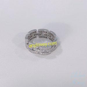 Cartier 18K White Gold Maillon Panthere Ring 3 Rows Natural Diamonds