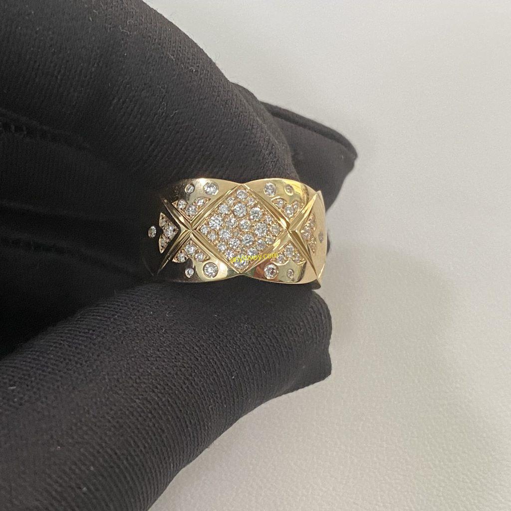 Chanel 18ct Yellow Gold CoCo Crush Ring Large Version Diamonds