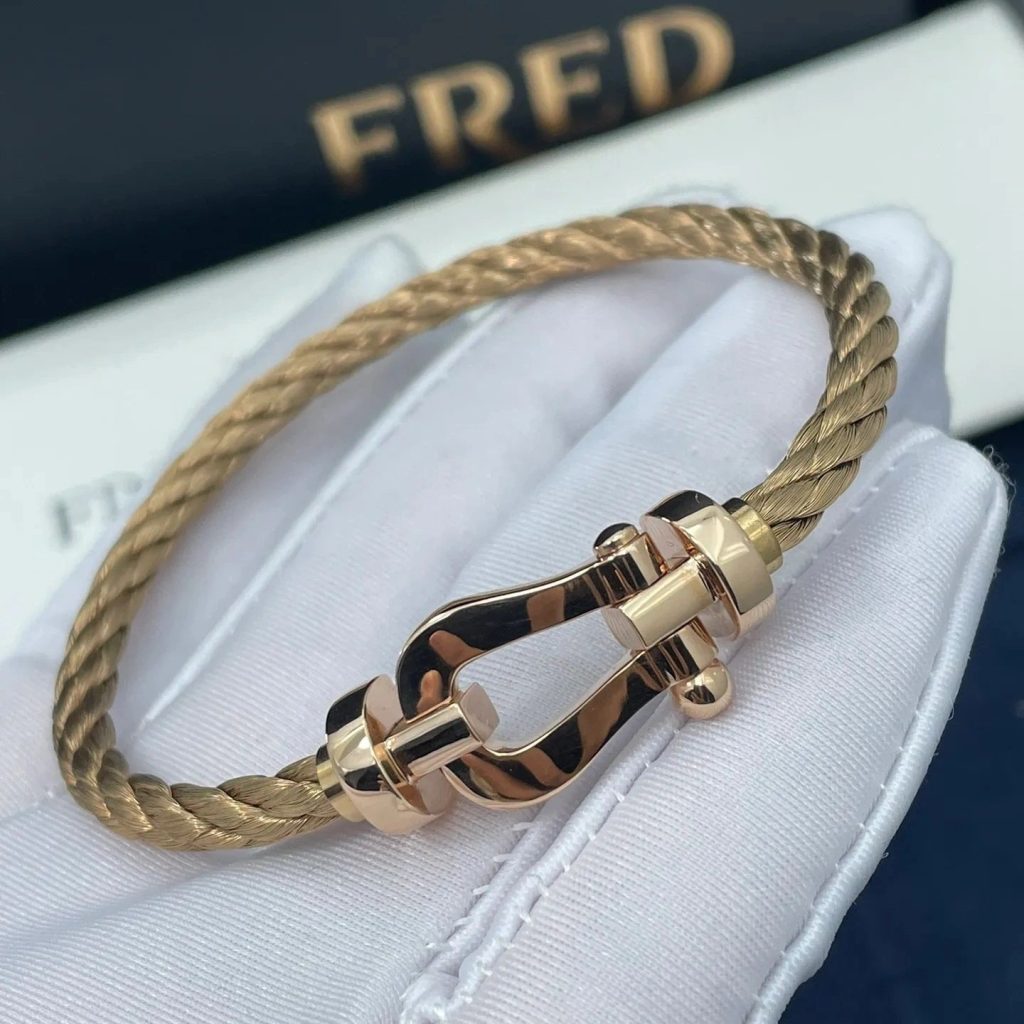 Fred 18k White Gold Force 10 Cord Bracelet Large Model