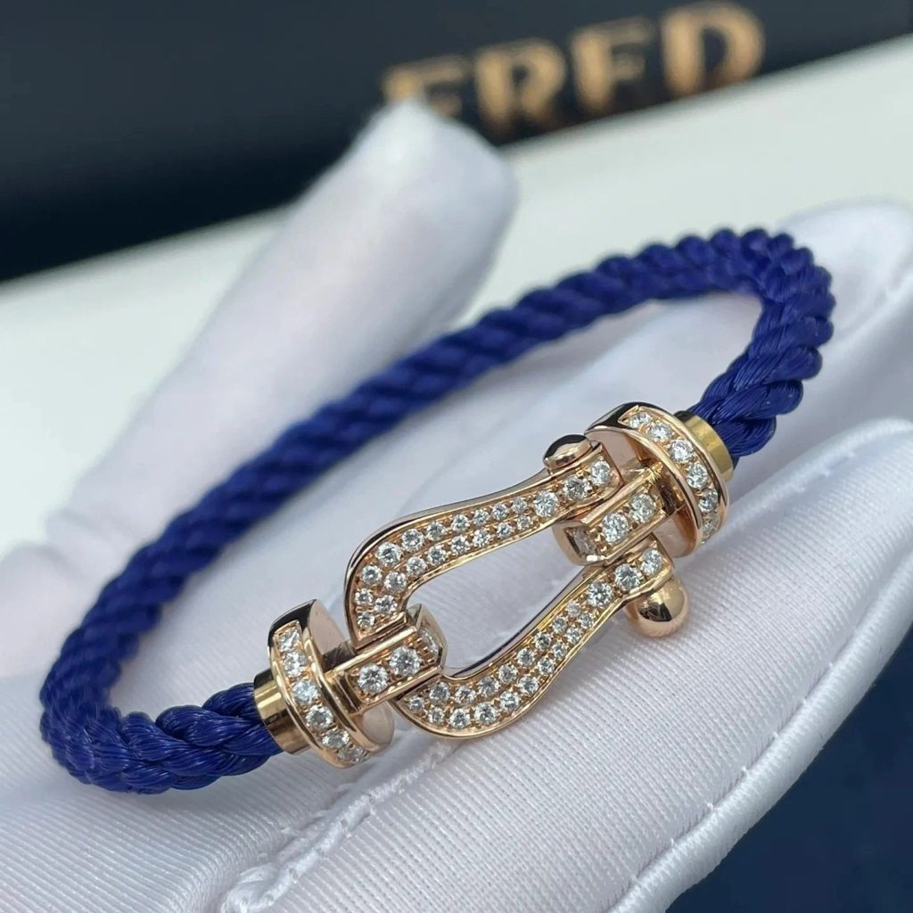 Fred 18k White Gold Force 10 Cord Bracelet Large Model