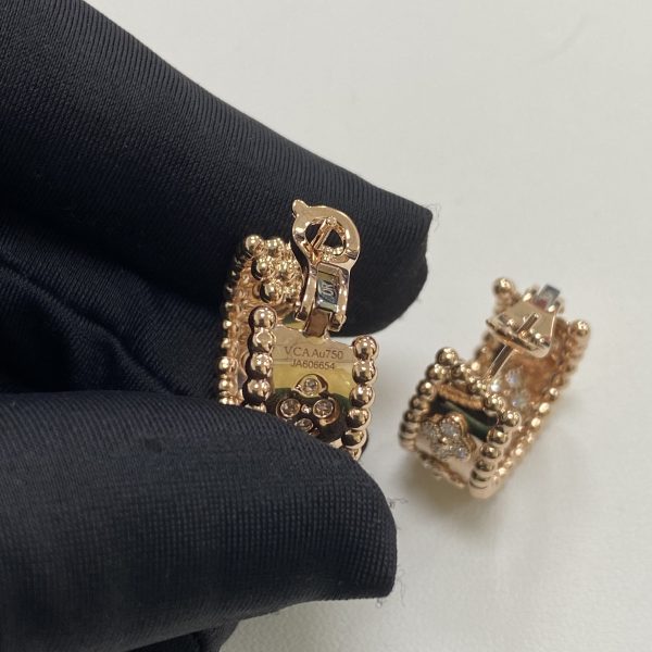 Van Cleef & Arpels 18k Rose Gold Perlee Clover Hoop Earrings