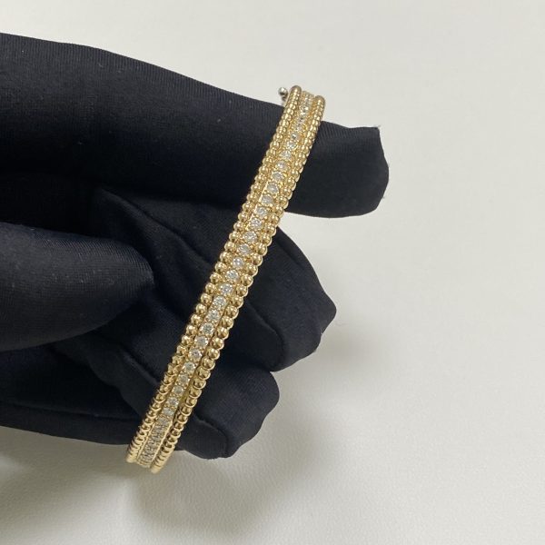 Van Cleef & Arpels18ct Yellow Gold Perlée Diamond Bracelet 1 Row Midium Model