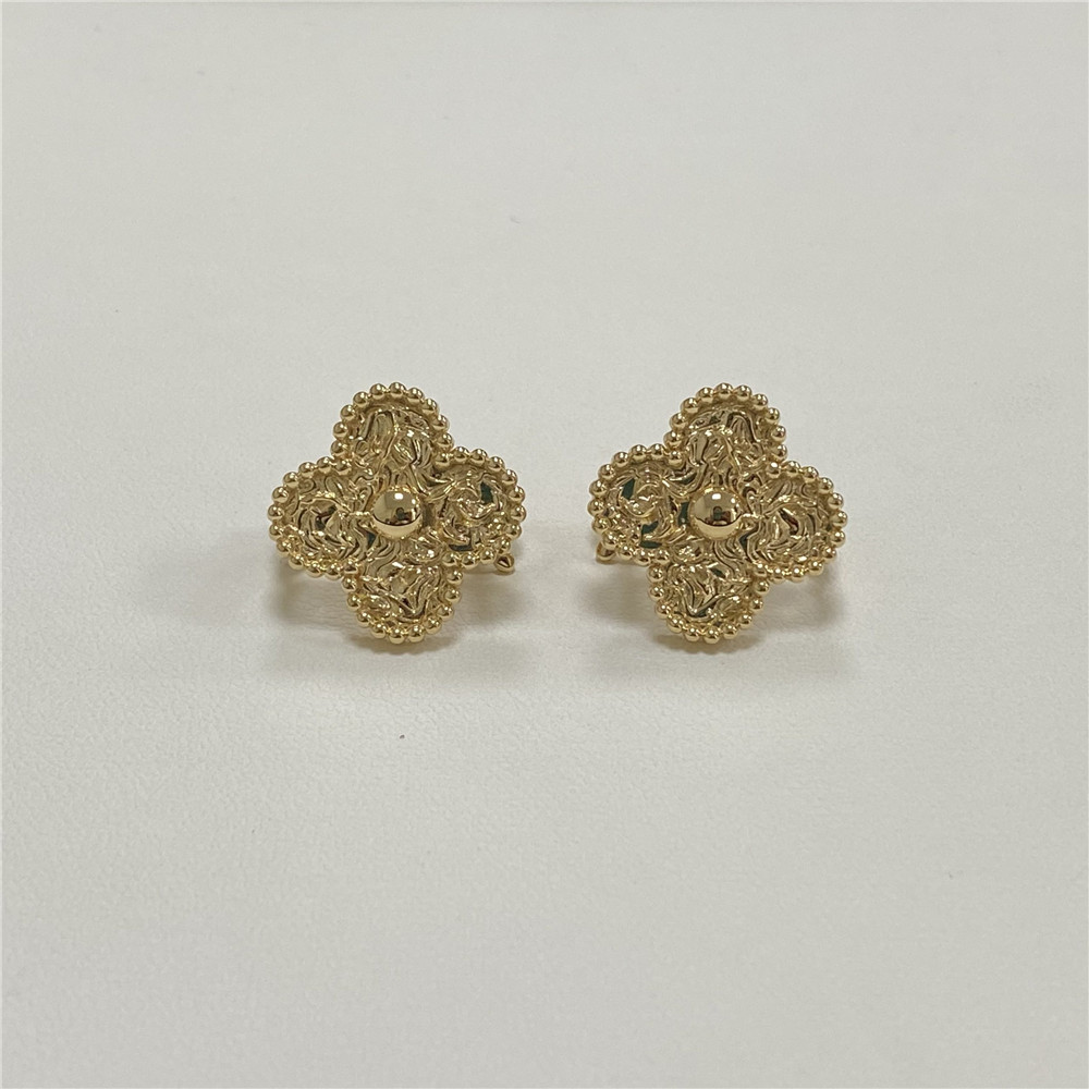 Van Cleef Arpels Magic Alhambra Hammered Earrings Yellow Gold