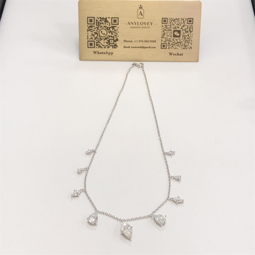 Anylovey Custom Jewelry 18K Gold Marquise Cut Diamond Gradually Necklace