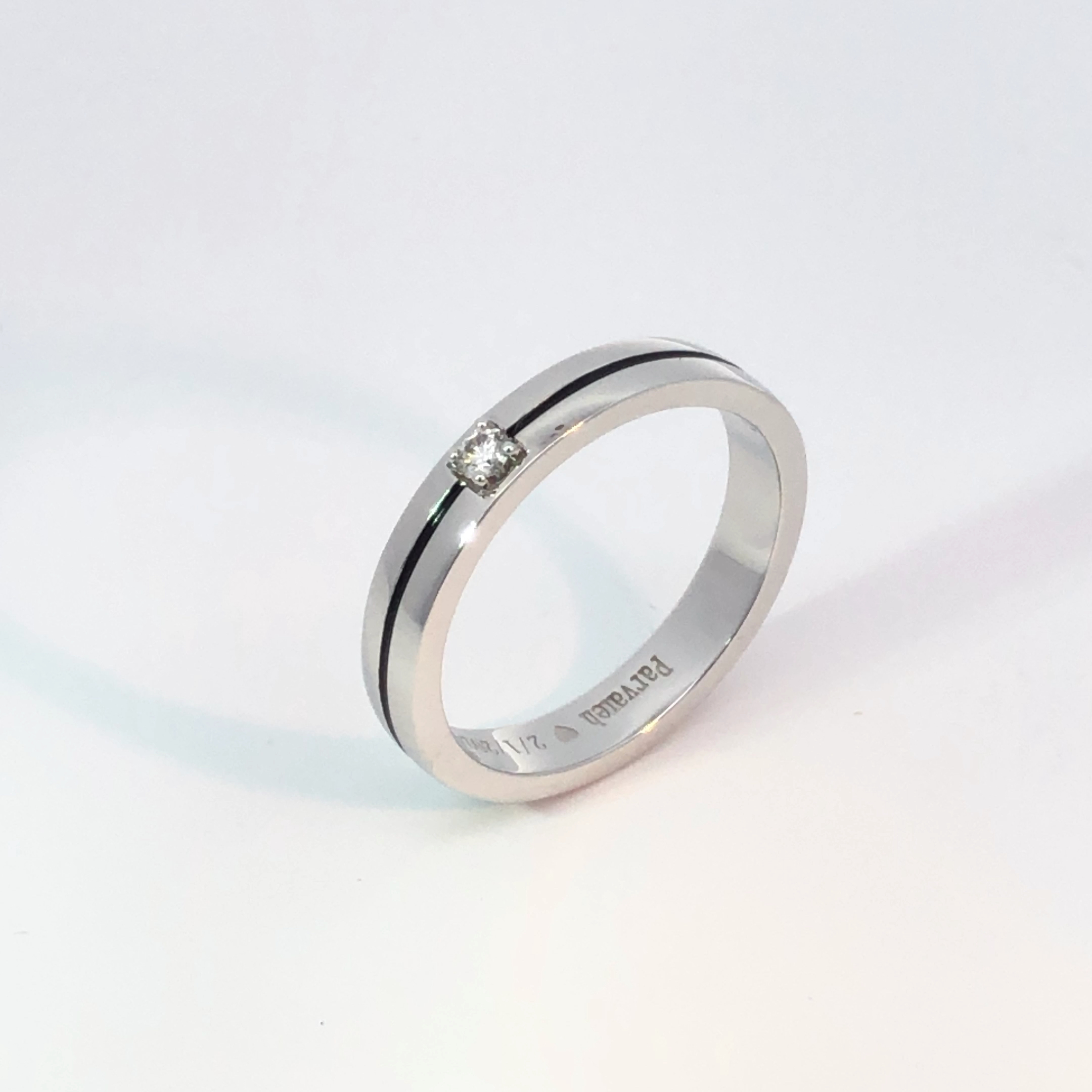 Anylovey Platium PT950 Solitaire Diamond Ring Enamel Wedding Band For Men