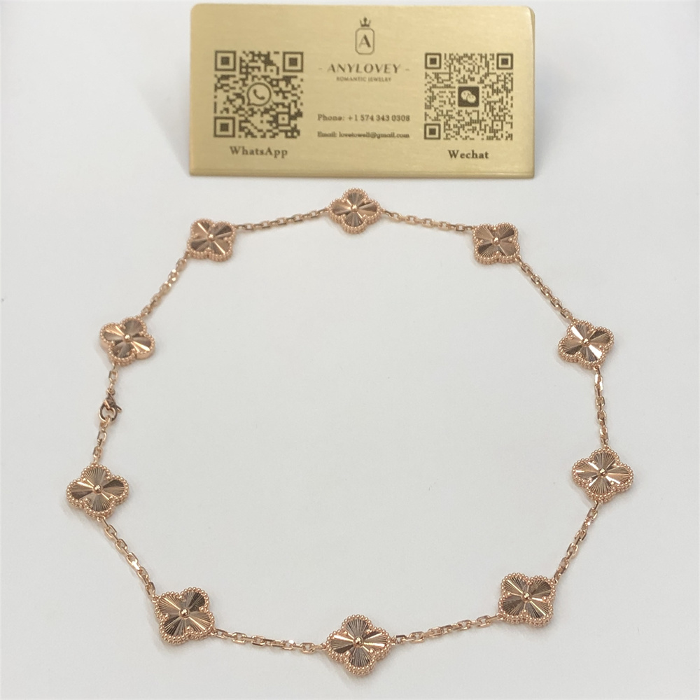 Van Cleef Arpels 10 Motif Necklace Guilloche Rose Gold