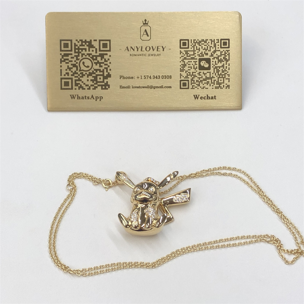 Tiffany&Co Pokemon Small Pikachu Pendant Necklace 18K Yellow Gold With Diamonds