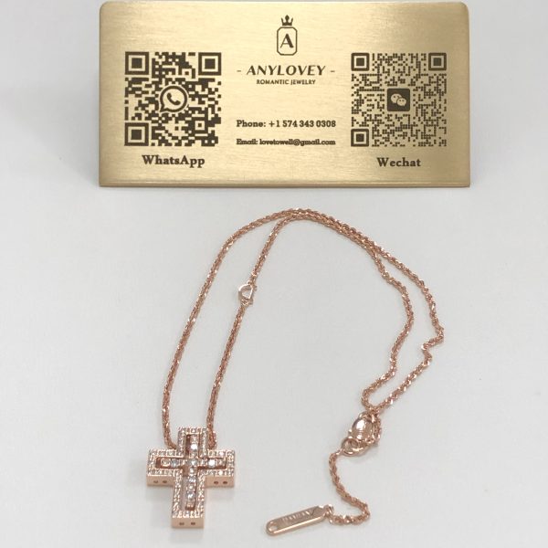 Daniami Belle Epoque Cross Diamond Necklace Rose Gold 2319mm