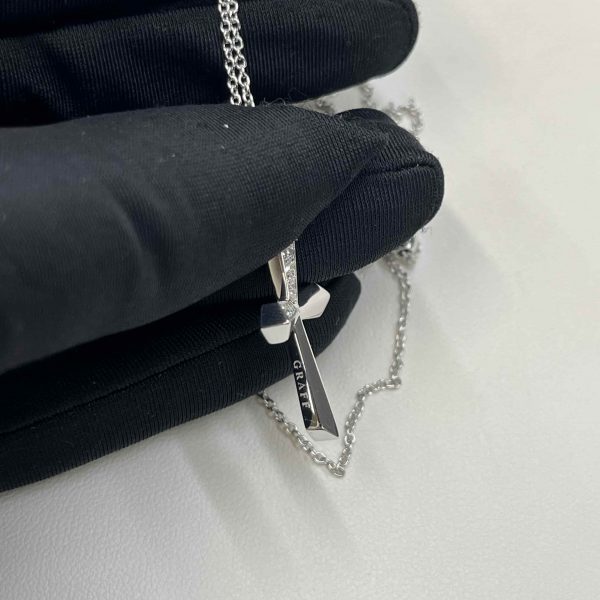 Graff Diamond Cross Pendant Necklace 18K White Gold