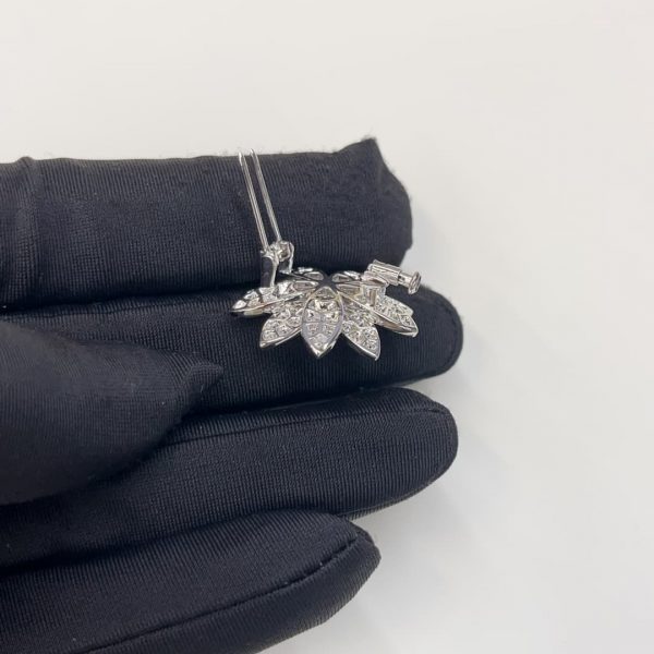 Van Cleef Arpels lotus Brooch Clip Pendant Necklace Medium Model