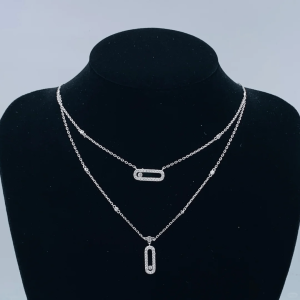 Messika Move uno 2 row pave diamond necklace Replica