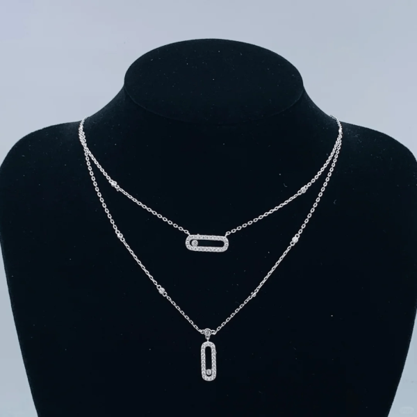 Messika Move uno 2 row pave diamond necklace Replica