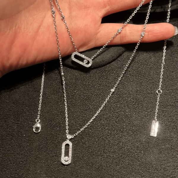 Messika Move uno 2 row pave diamond necklace Replica