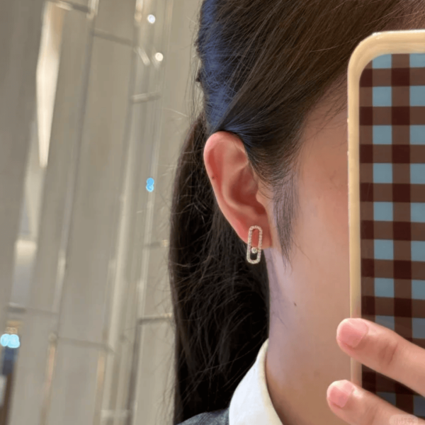 Replica Move uno diamond pave earring white gold