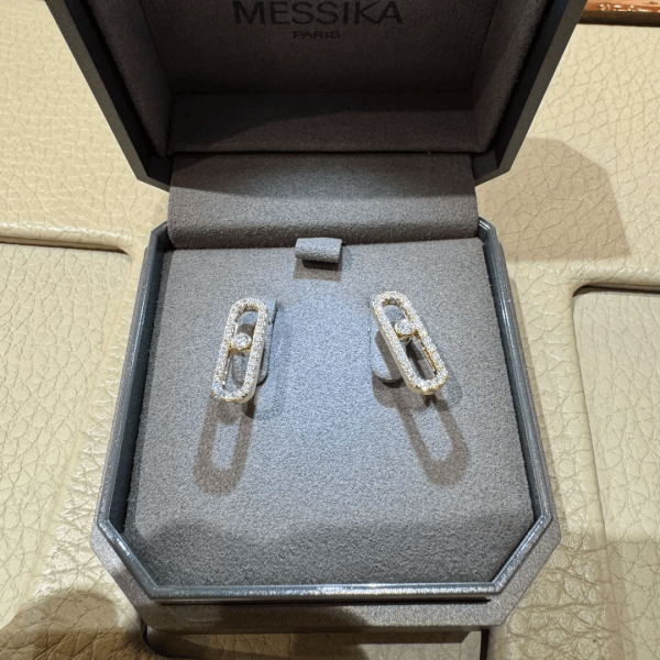 Replica Move uno diamond pave earring white gold