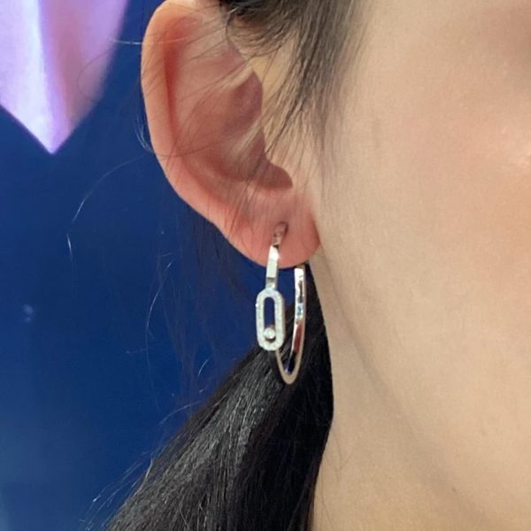 Copy White Gold Move uno small hoop earrings knockoff