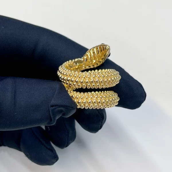Buy 18K Gold Bvlgari Serpenti Two-Coil Ring With Head and Tail Diamonds Onyx 358655