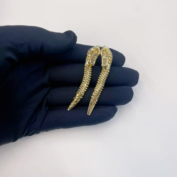 Replica 18kt Yellow Gold Bvlgari Serpenti Earrings Set with Diamonds Onyx 359387