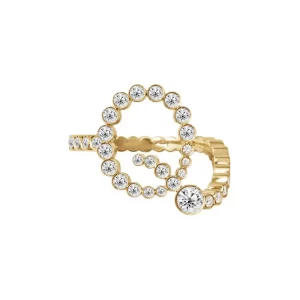 Customized 18K Initial Letter Q Pave Diamond Ring