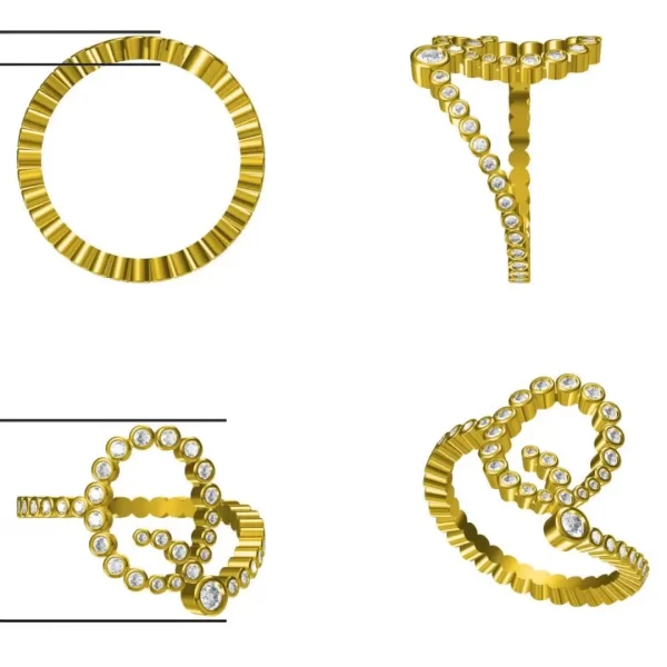 Customized 18K Initial Letter Q Pave Diamond Ring