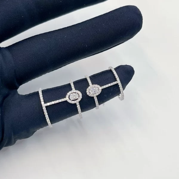 Buy Copy 18K White Gold Messika Glam'Azone Double Pave Diamond Ring 5671