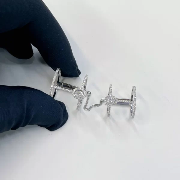 Buy Copy 18K White Gold Messika Glam'Azone Double Pave Diamond Ring 5671