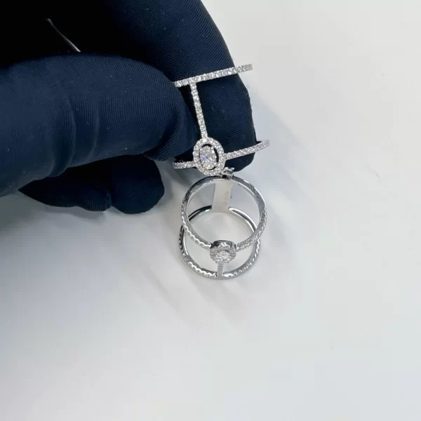 Buy Copy 18K White Gold Messika Glam'Azone Double Pave Diamond Ring 5671