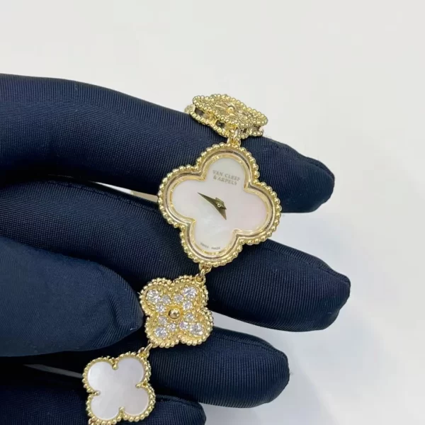 Buy Replica 18K Solid Gold Van Cleef Alhambra Sweet Alhambra Watch 22.7 mm VCARO8SG00