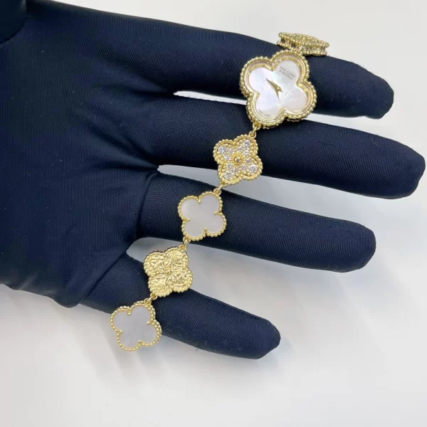 Buy Replica 18K Solid Gold Van Cleef Alhambra Sweet Alhambra Watch 22.7 mm VCARO8SG00