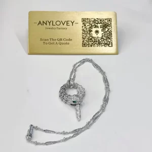 18kt White Gold Bvlgari Serpenti Viper Pendant Necklace with Diamonds and Emerald