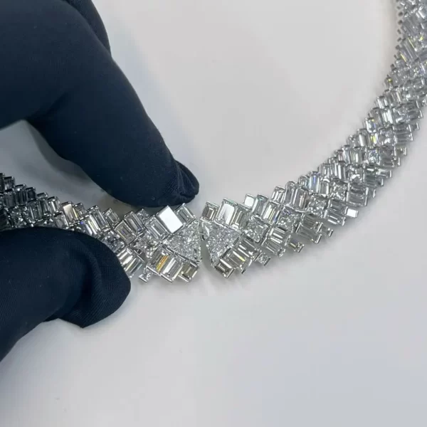 Replica Inspired Reflection de Cartier necklace, baguette cut diamond and troidia cut diamonds