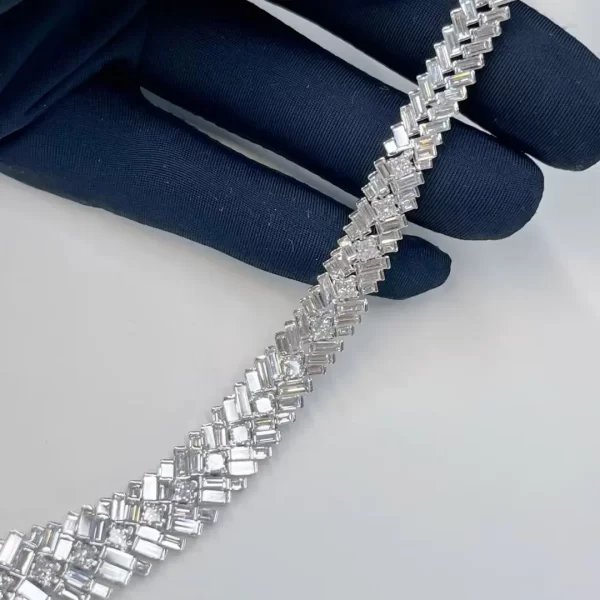 Replica Inspired Reflection de Cartier necklace, baguette cut diamond and troidia cut diamonds