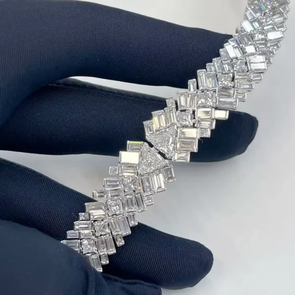 Replica Inspired Reflection de Cartier necklace, baguette cut diamond and troidia cut diamonds