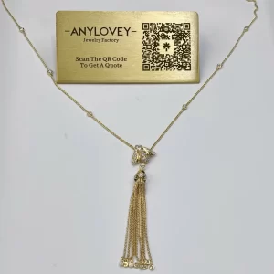 18K Yellow Gold Bee de Chaumet Pompon pendant Long Necklace with Diamonds 085516