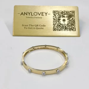 18K Yellow and White Gold Buccellati Macri Classica Bangle Bracelet with Diamonds 5MM