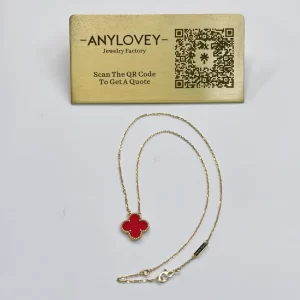 New Released Van Cleef & Arpels Alhambra Vintage Necklace Pink Enamel 